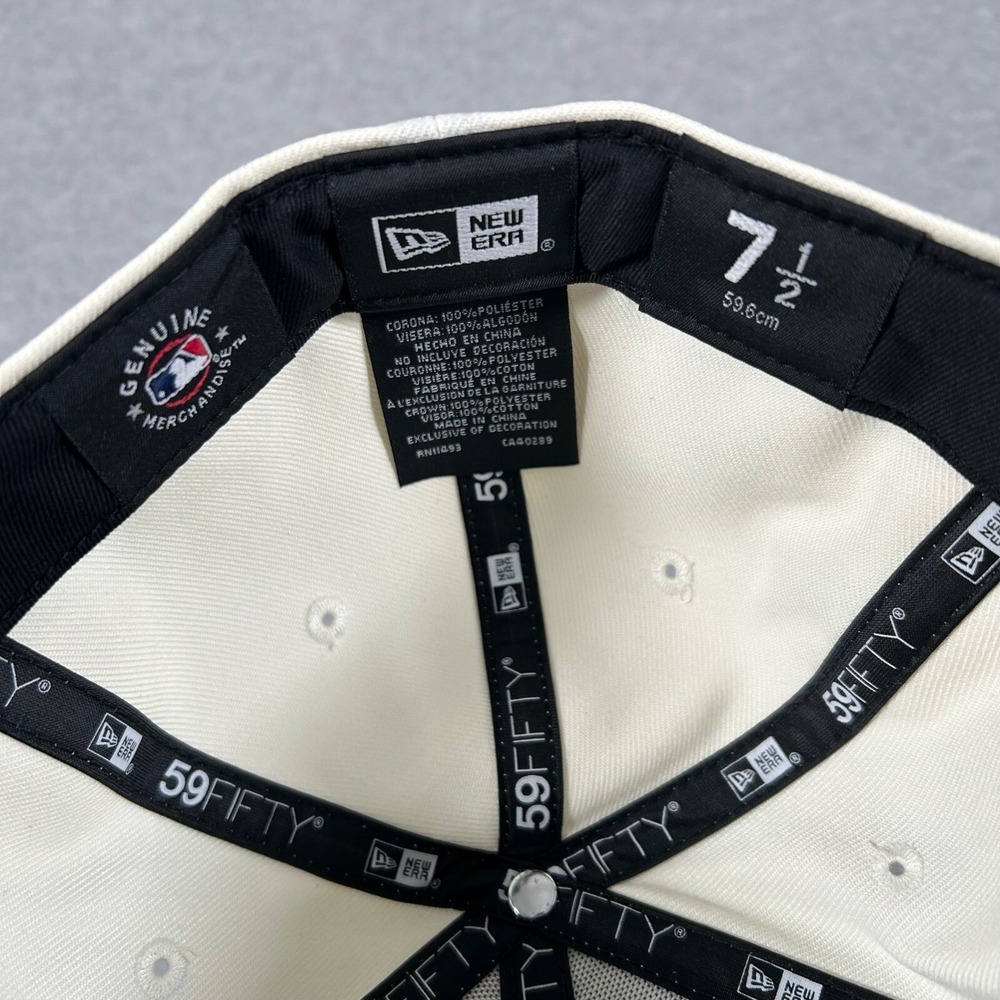 New Era NY Yankees Hat 7 1/2 Cream 59Fifty Fitted MLB New York Corduroy Brim NEW - Picture 3 of 7